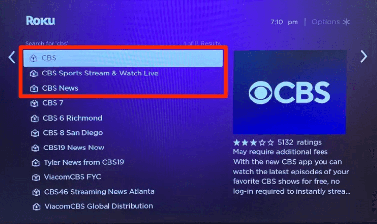 CBS Sports on Roku