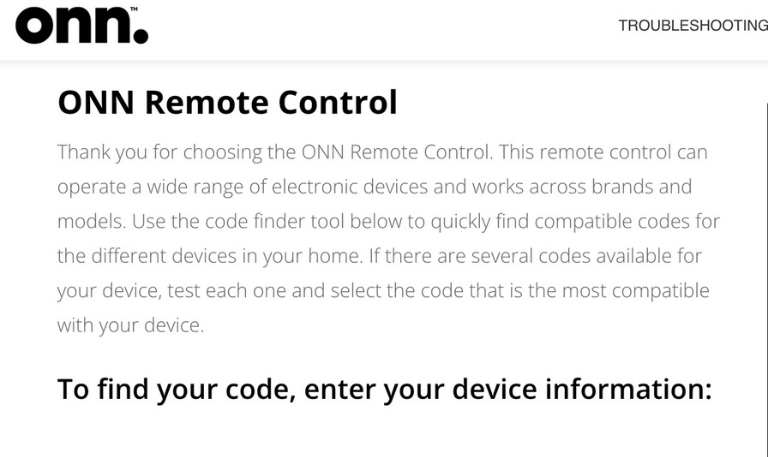 ONN TV Remote Codes