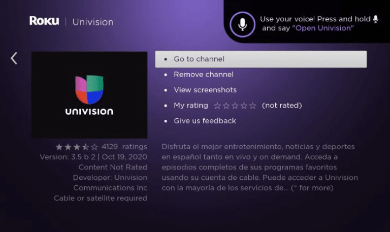 Univision on Roku